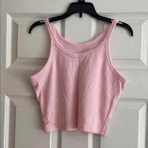Women's Pink Ribbed Crop Tank Top